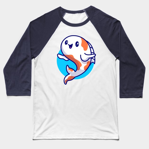 Cute Koi Fish Swimming Cartoon Baseball T-Shirt by Catalyst Labs